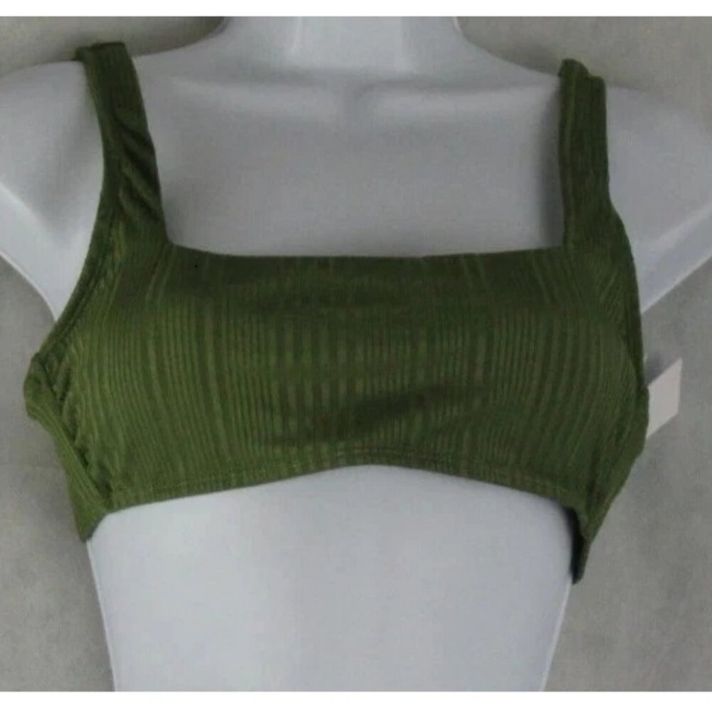 NWT Salt + Cove Juniors Square Neck Bralette Bikini Top Swimsuit, Green, Medium